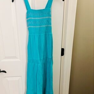 Girls Turquoise Smocked Maxi Dress - Women